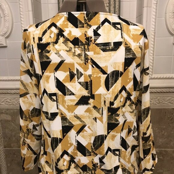 ALFANI Tunic. Bust 41" M-L"? Abstract. Scoop Neck w Chain. 3/4 Sleeve. Lined B11 - Picture 4 of 5